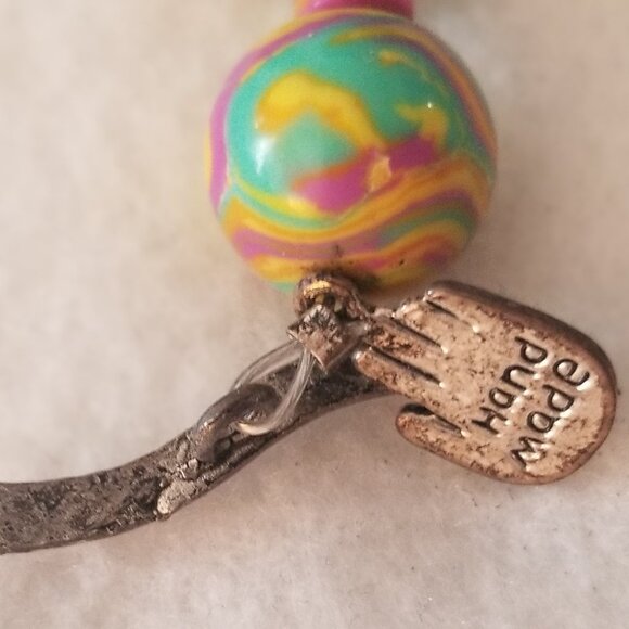 Hand-made spring/summer colors, beaded necklace bracelet and earring set - Picture 4 of 4